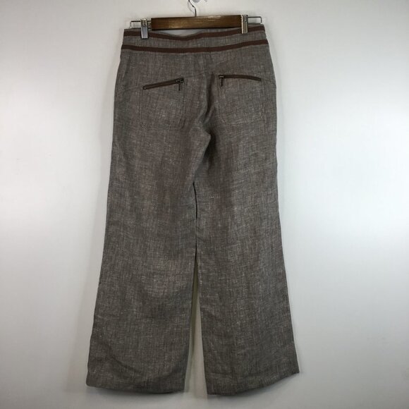 H & M Zippered Pockets Wide Leg Linen Pants Size 6 - Picture 9 of 11